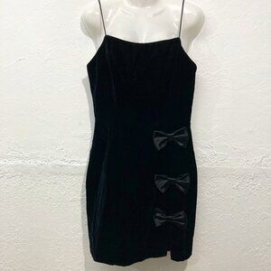 Scarlett Nite Vintage Strappy Bodycon Cocktail Mini Dress Velvet Black Sexy 12